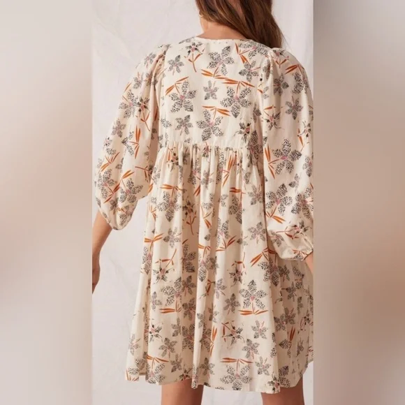 Anthropologie Cream Print Dress - Picture 2 of 4
